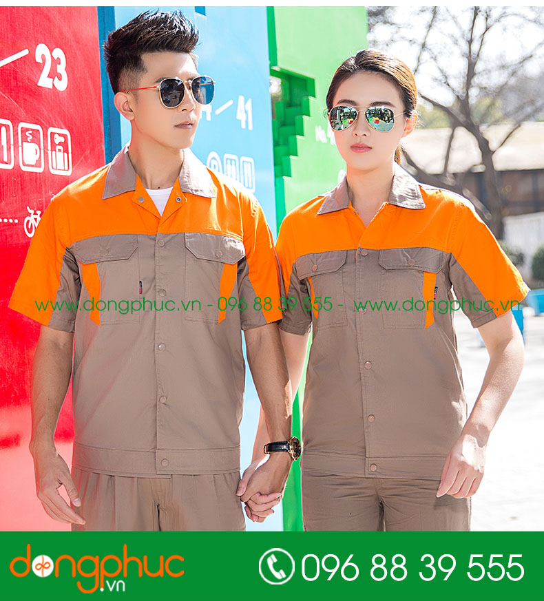 Mẫu bảo hộ màu ghi phối cam cộc tay